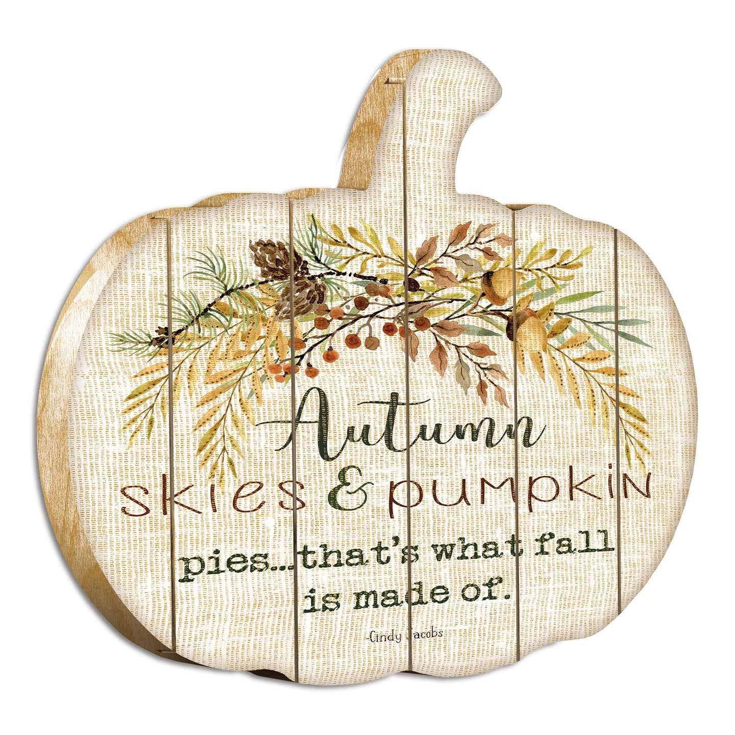 Autumn Skies - By Artisan Cindy Jacobs Printed on Wooden Pumpkin Wall Art