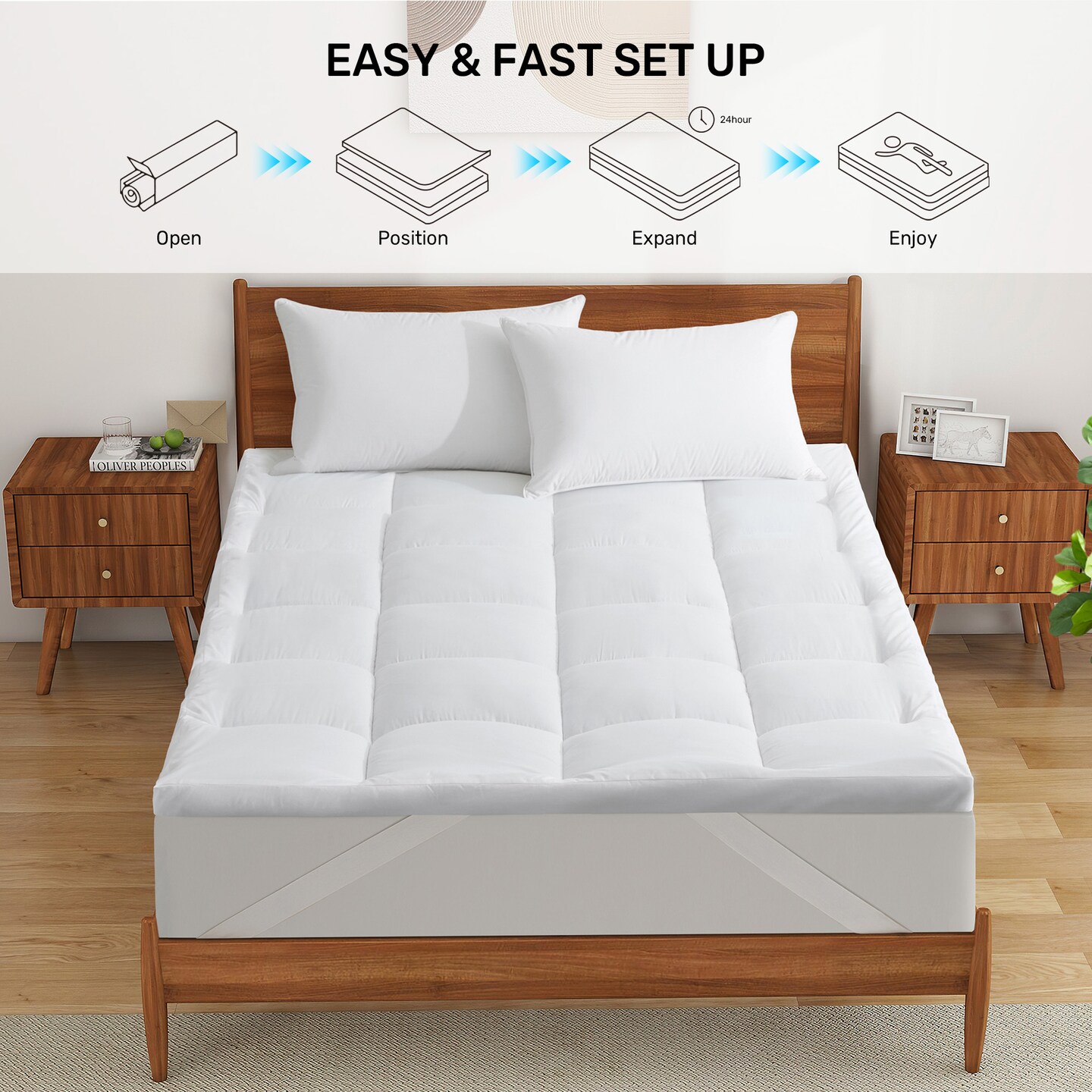 3 Inch Extra Thick Down Alternative Mattress Topper Queen Cloud Comfort Pad