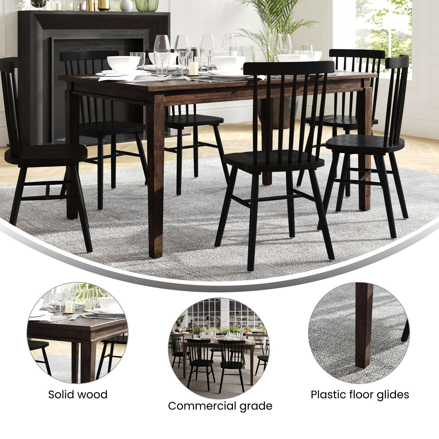 Merrick Lane Hayden Wooden Dining Table with Tapered Legs