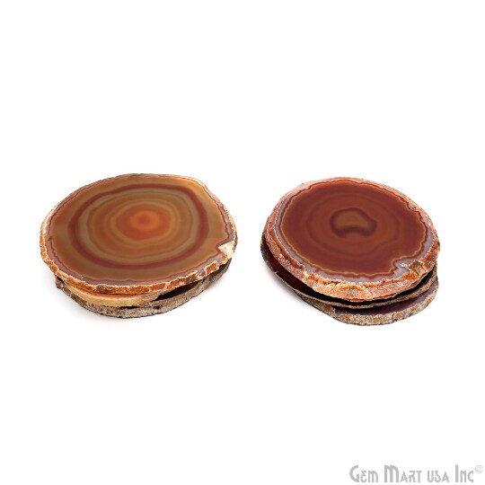 Red Agate Coasters, Drinkware Coasters, Agate Slice Home Décor, Agate Canvas, GemMartUSA (RDCO-58020)