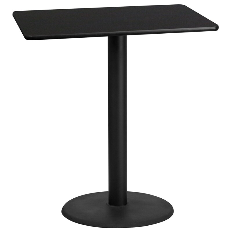 Flash Furniture 30 x 42 Rectangular Black Laminate Table Top with 24 Round Bar Height Table Base XU-BLKTB-3042-TR24B-GG