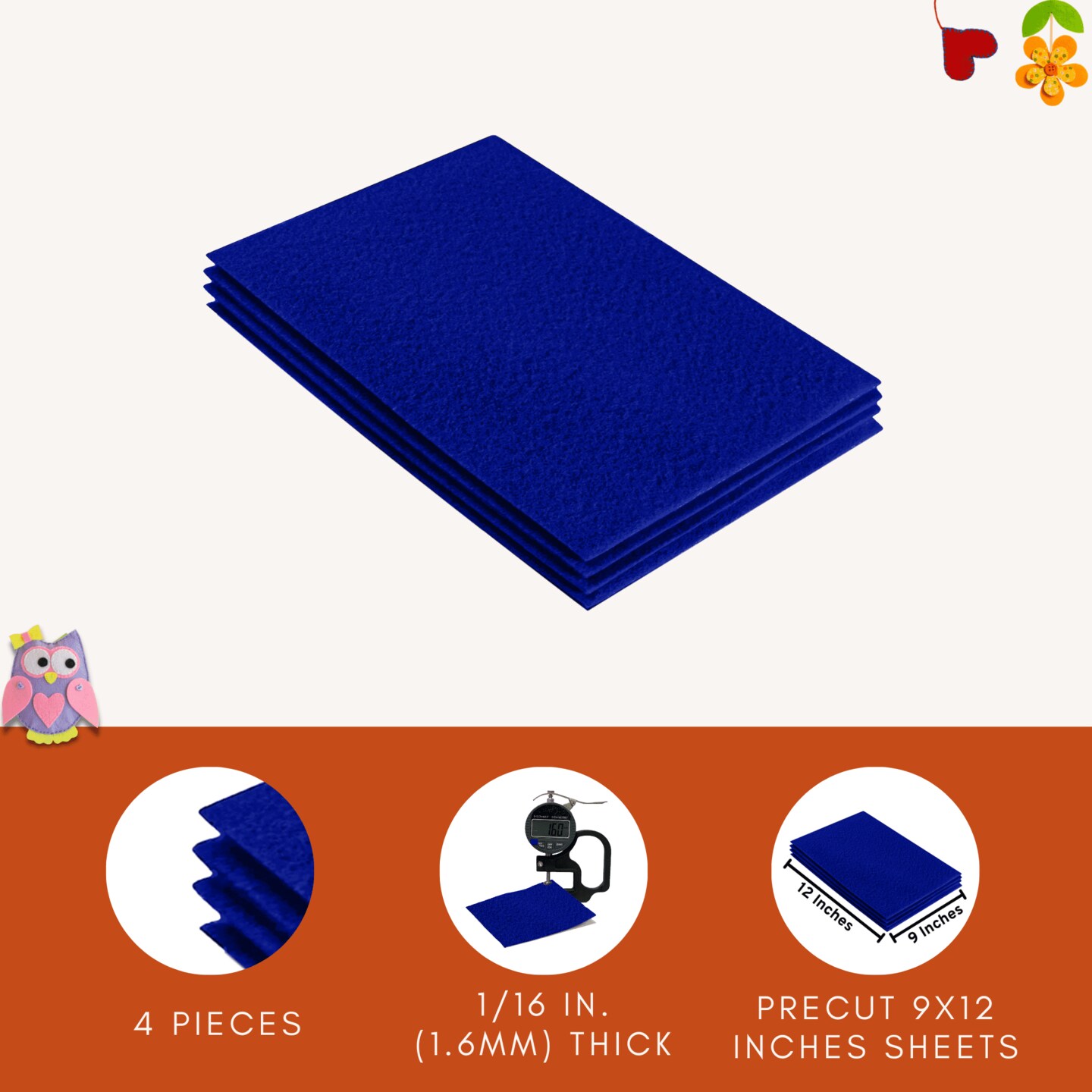 FabricLA Acrylic Felt Sheets for Crafts - Precut 9 X 12 Inches (20 cm X  30 cm) Felt Squares - Use Felt Fabric Craft Sheets for DIY, Hobby, Costume,  and Decoration, Royal Blue