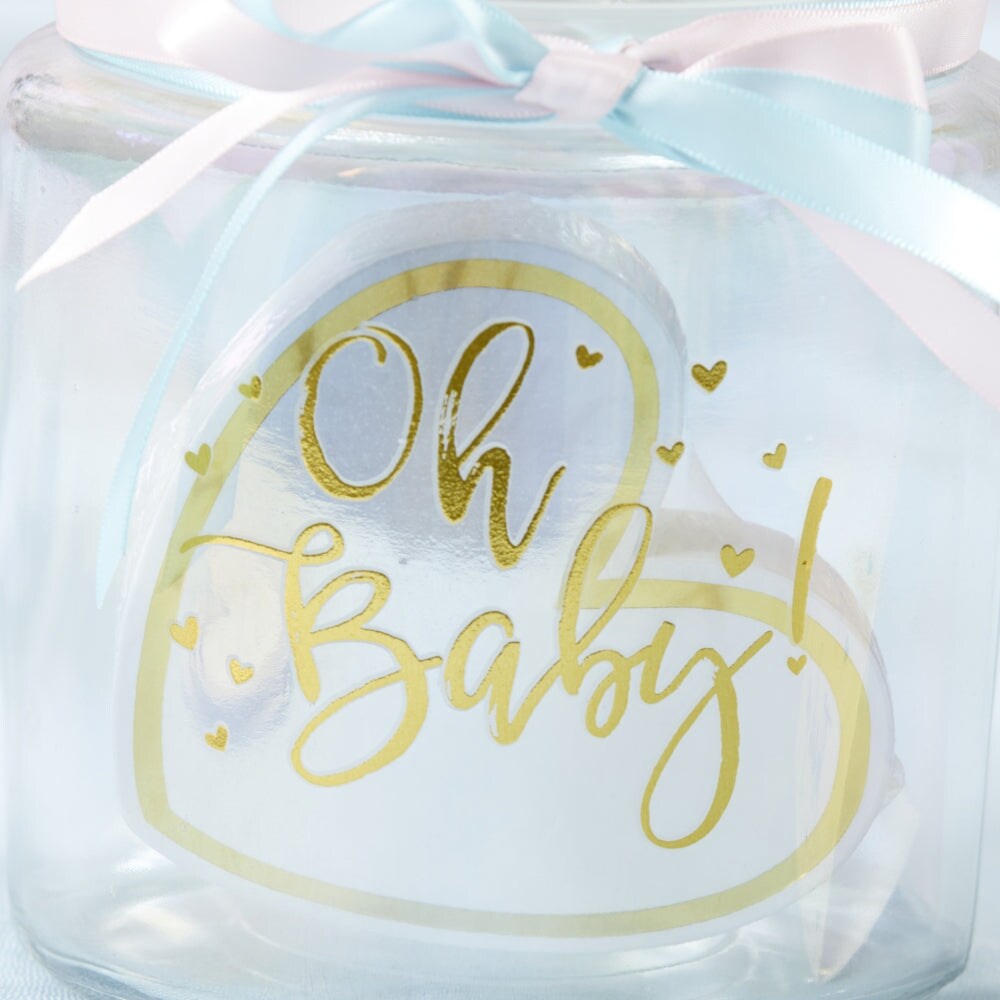 Iridescent Baby Shower Wish Jar with Heart Shaped Cards