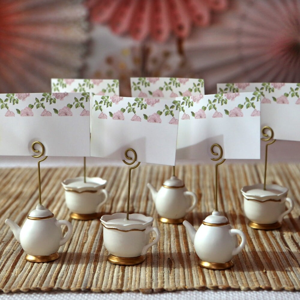 Kate Aspen Tea Time Whimsy Teapot and Teacup Place Card Holders, (6 Set of 6, 36 Pieces), Place Cards Included &#x2026; 