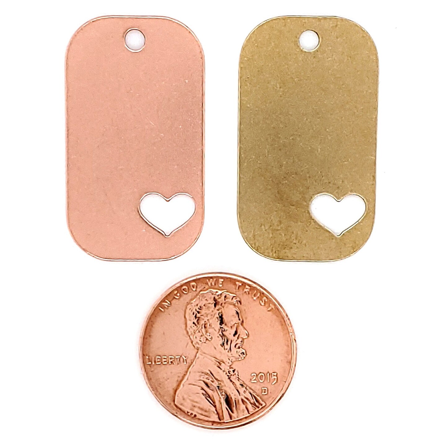Copper Blank Heart Cutout Dog Tag Pendant
