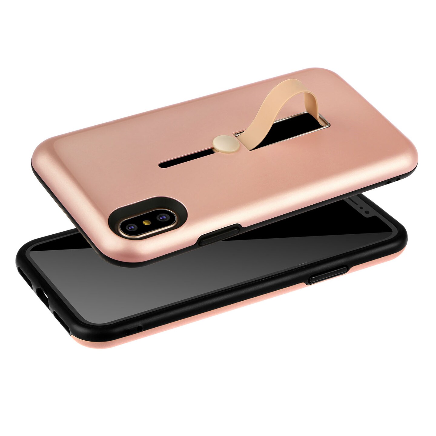 Global Phoenix Finger Strap Phone Case for iPhone X Drop Protection Finger Ring Rugged Phone Case with Kickstand Dual Layer Case