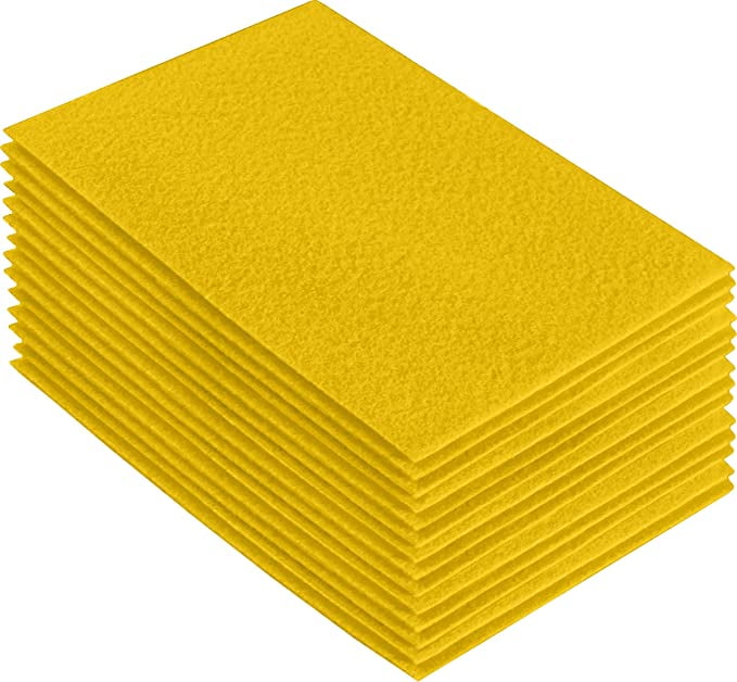 FabricLA Acrylic Felt Sheets For Crafts - Soft Precut 9 X 12 Inches  (22.5cm X 30.5cm) Felt Squares - Use Felt Fabric Craft Sheets for DIY,  Hobby, Costume, And Decoration - Yellow, 24 Pieces