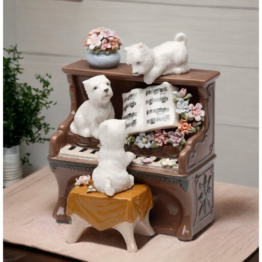 Ceramic Dogs Playing Piano Music Box Home DecorKitchen Decor ,