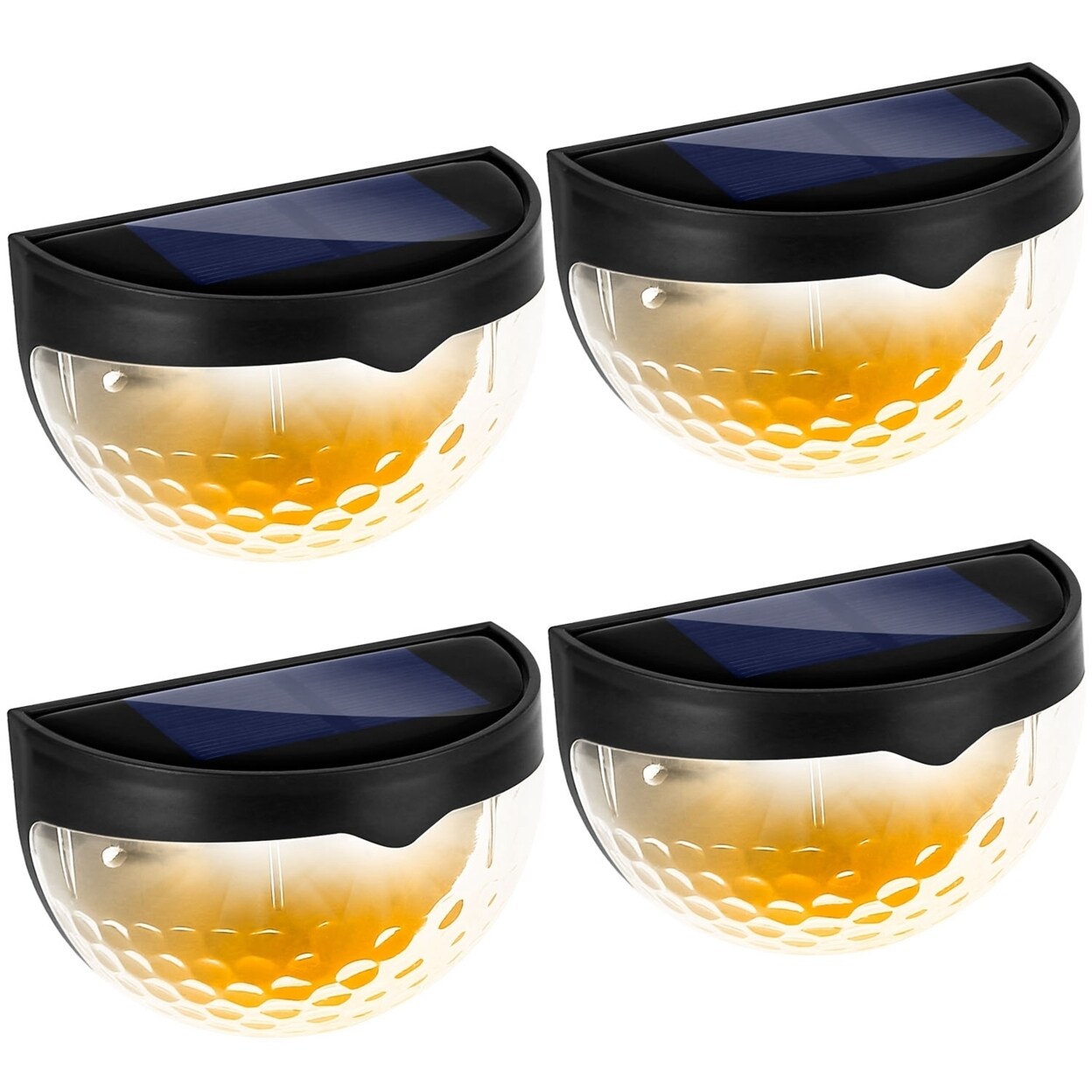 4Pcs Solar Fence Lights Outdoor Dusk To Dawn Sensor Decorative Deck Lamps