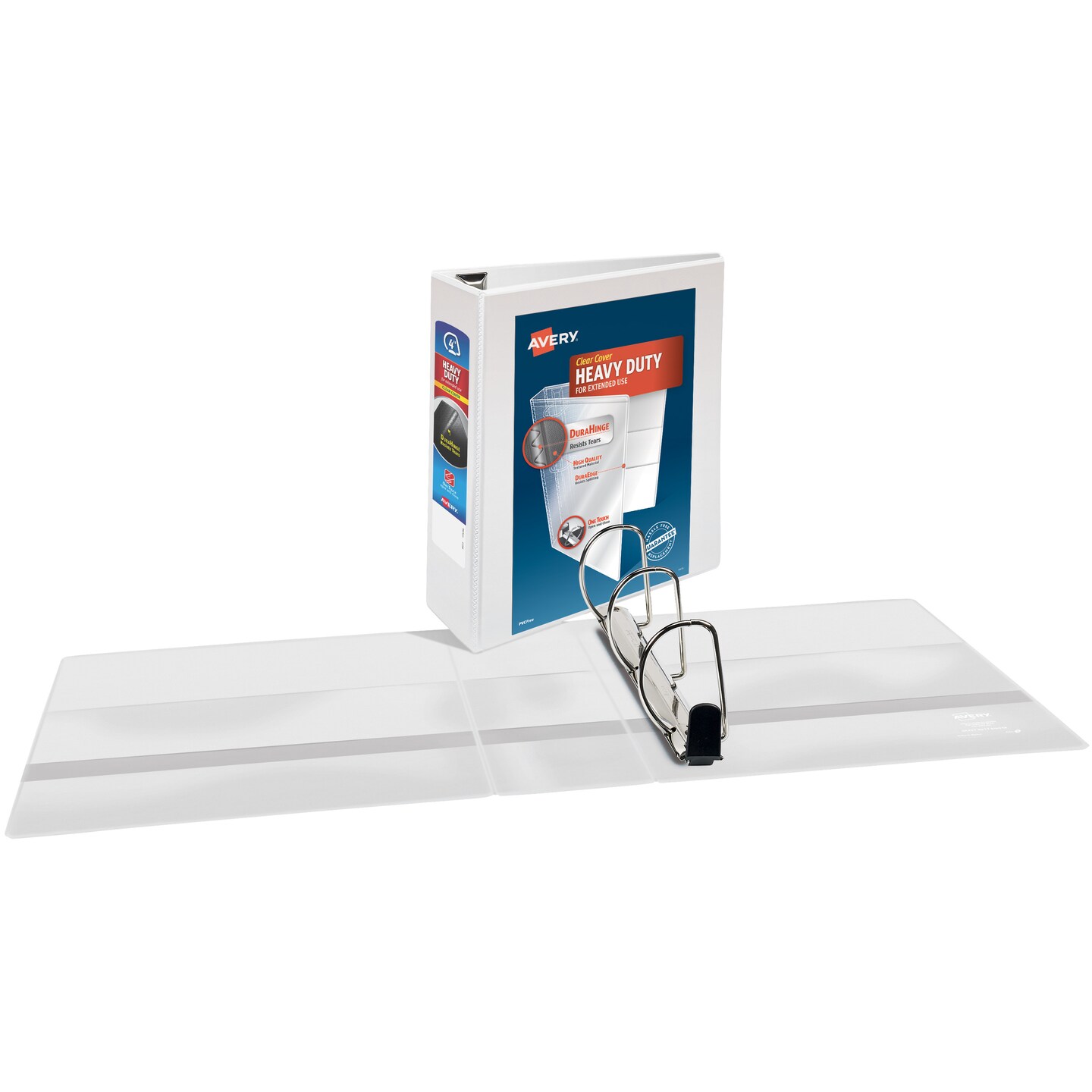 Avery Heavy-Duty View 3 Ring Binder, 4&#x22; One Touch Slant Rings, 1 White Binder (79704) - 4 Pack