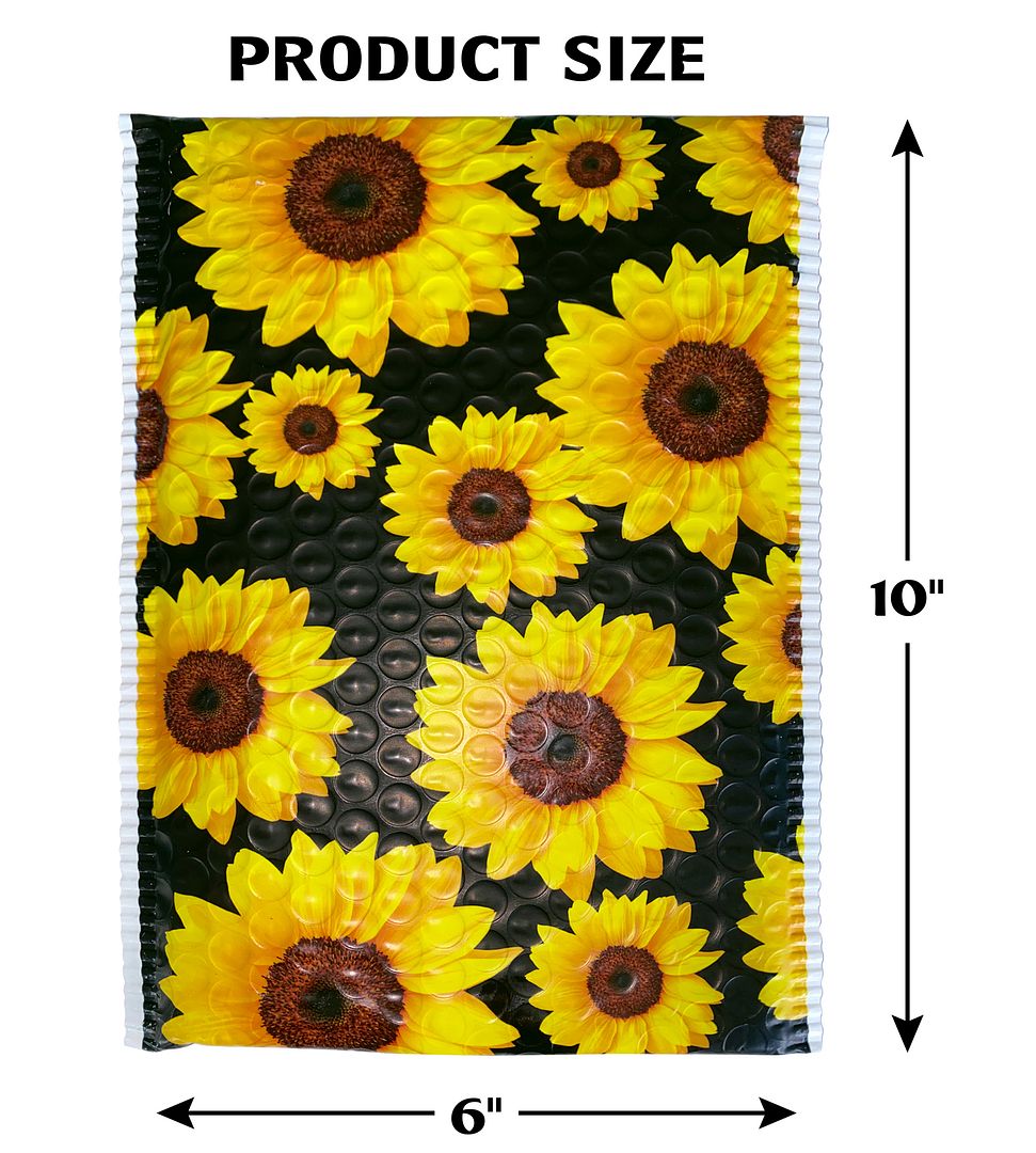 Great Papers! Mailer, Bubble, Sunflowers, Poly Tear and Moisture Resistant, 6" x 9", 50 count