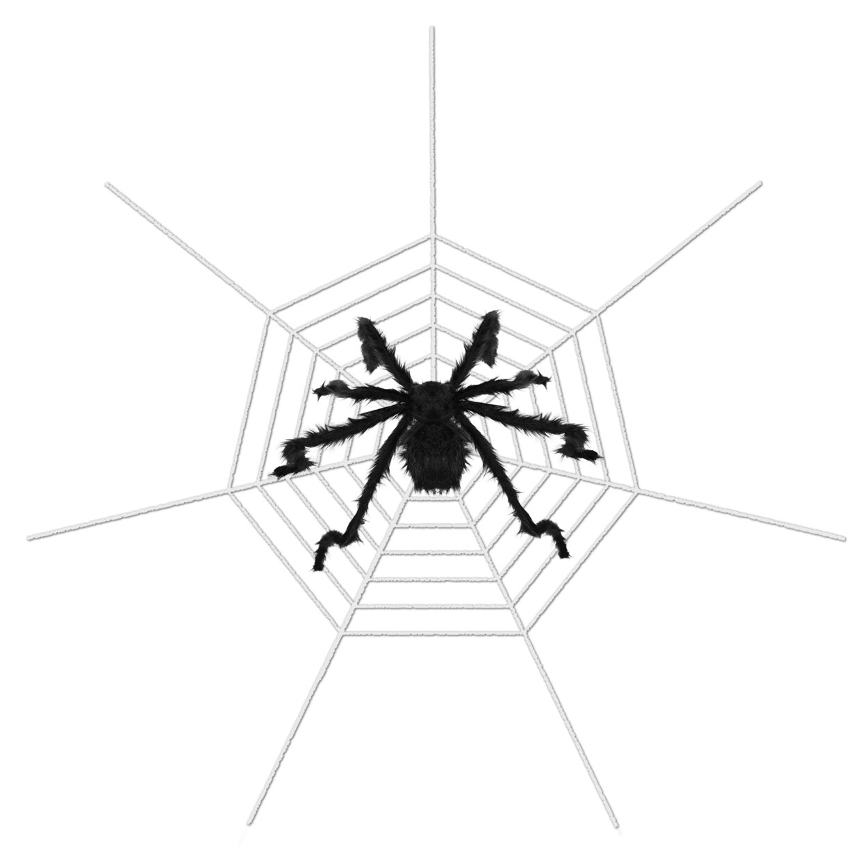 Giant 49 Inch Halloween Spider Decoration With Black Web For Outdoor Indoor Use