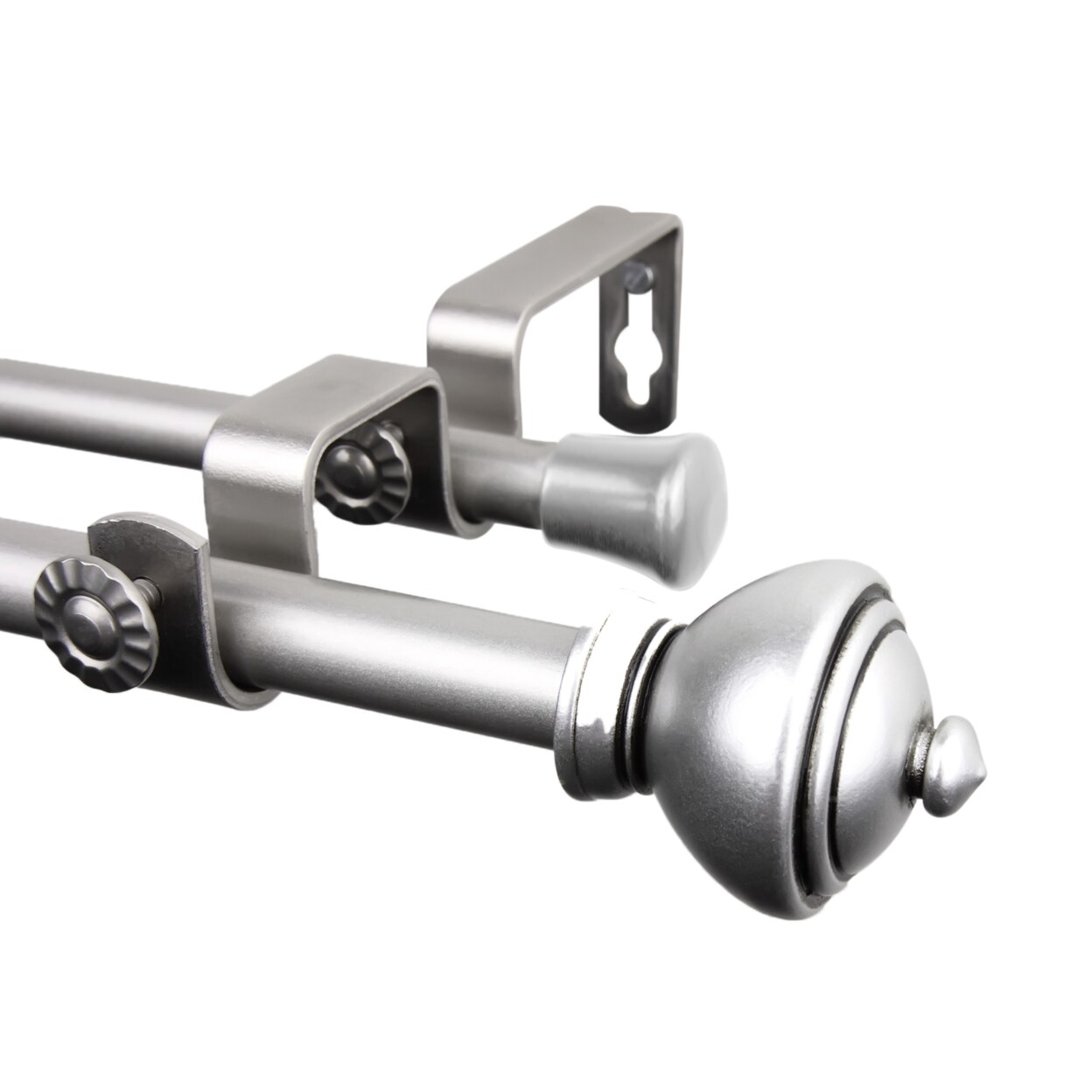 Rod Desyne Home Window Savannah Double Curtain Rod 28-48 inch - Satin Nickel