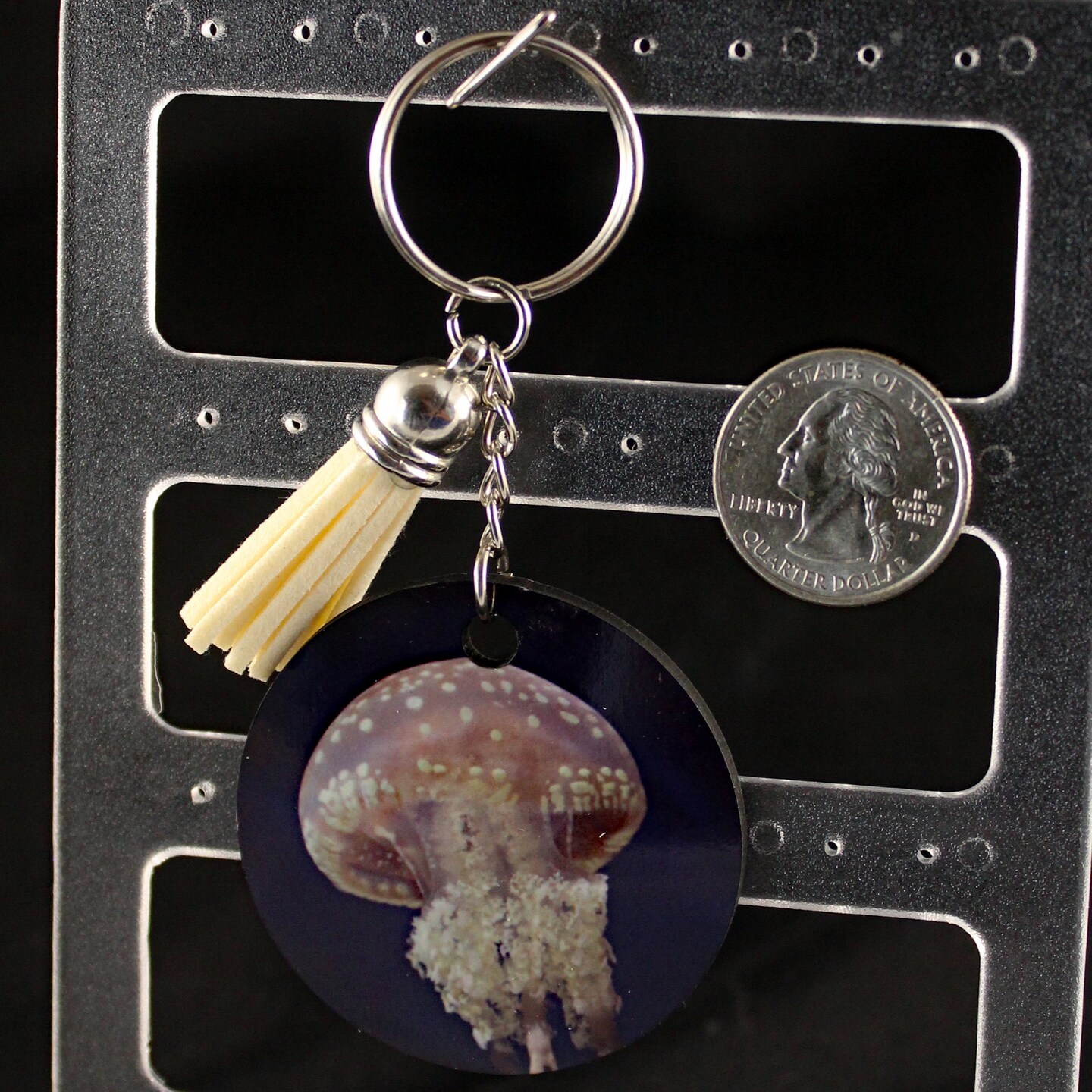 Sea Creatures Double Sided Keychain: White Spotted Jellyfish and Jelly Fish  Kiss