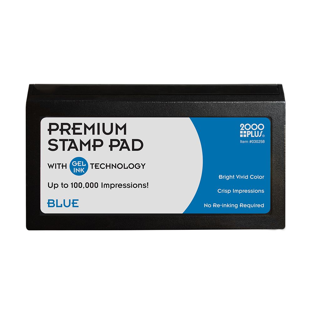 2000 PLUS Gel Stamp Pad for Traditional Style Stamps, Gel, Blue Ink, Size #2, 3-1/4" x 6-1/4", 1 Each