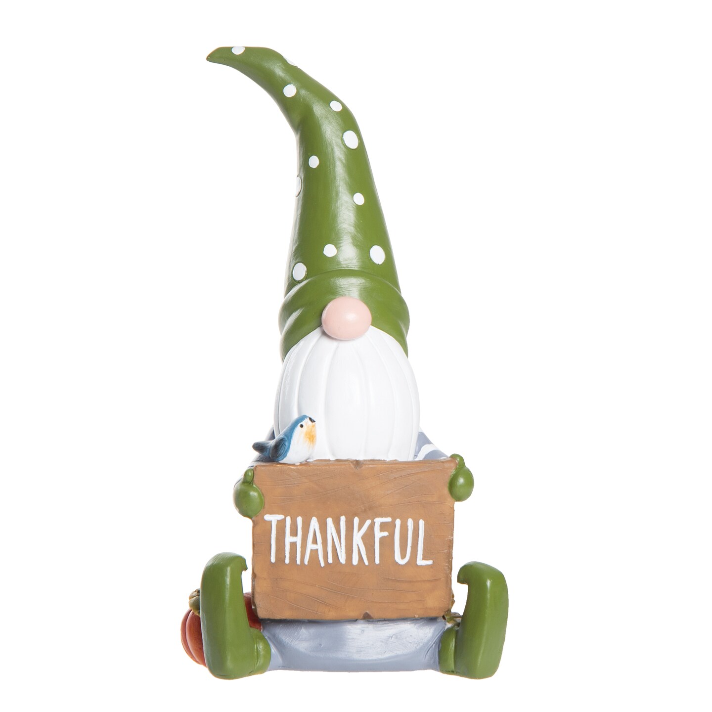 Sitting Gnome Holding "Thankful" Sign Decorative Thanksgiving Figurine