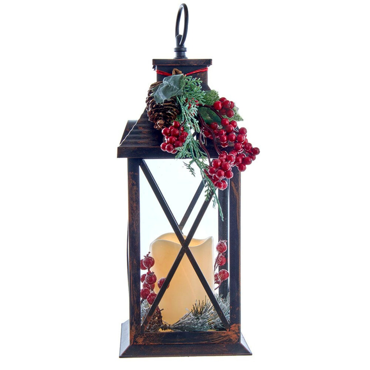 KSA 13.75" Battery Operated Lighted Candle Lantern Christmas Tabletop Decoration