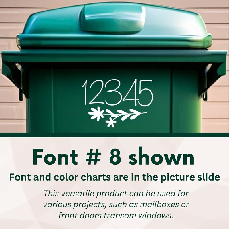 Garbage can decal, Flower trash can sticker, Garbage Bin Labels, custom ...