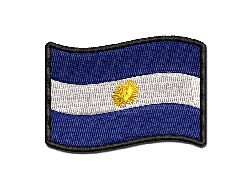 Argentina with Waving Flag Cute Multi-Color Embroidered Iron-On Patch  Applique