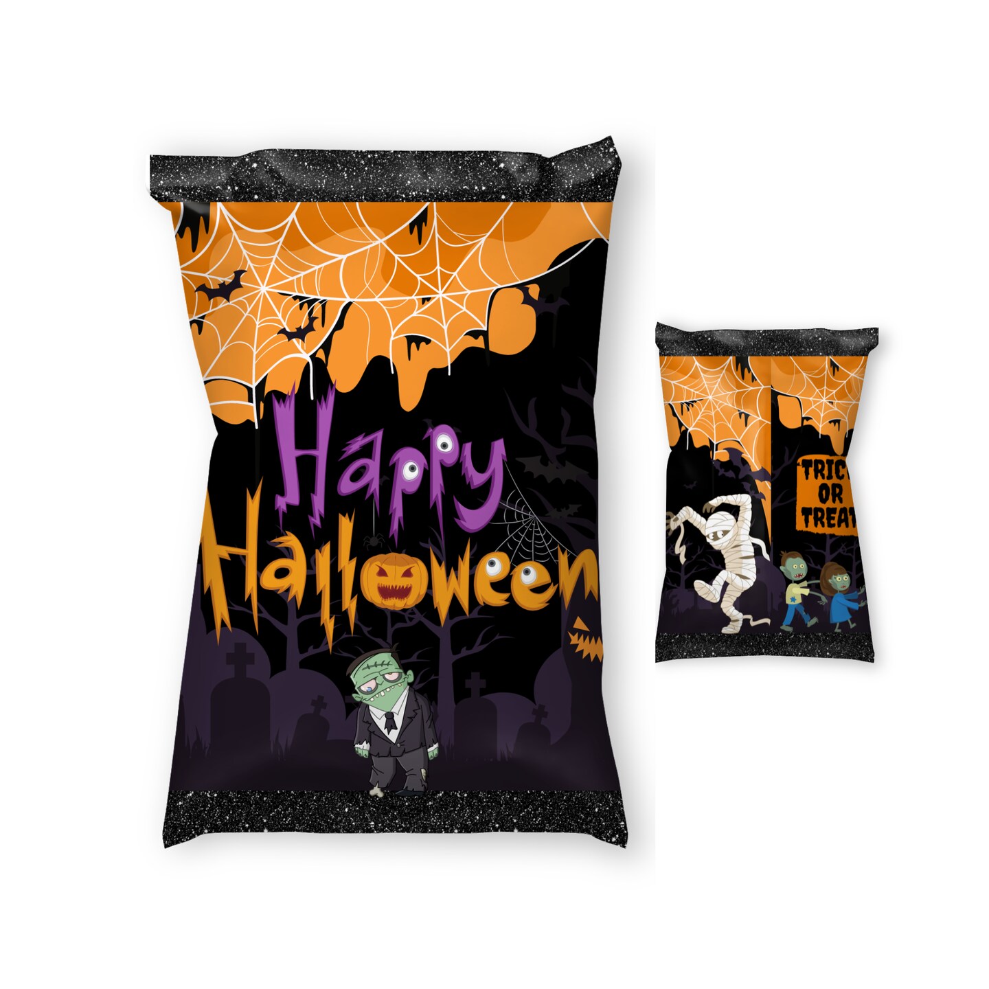 Personallized Halloween chip bag labels, custom chip bag stickers, boo ...