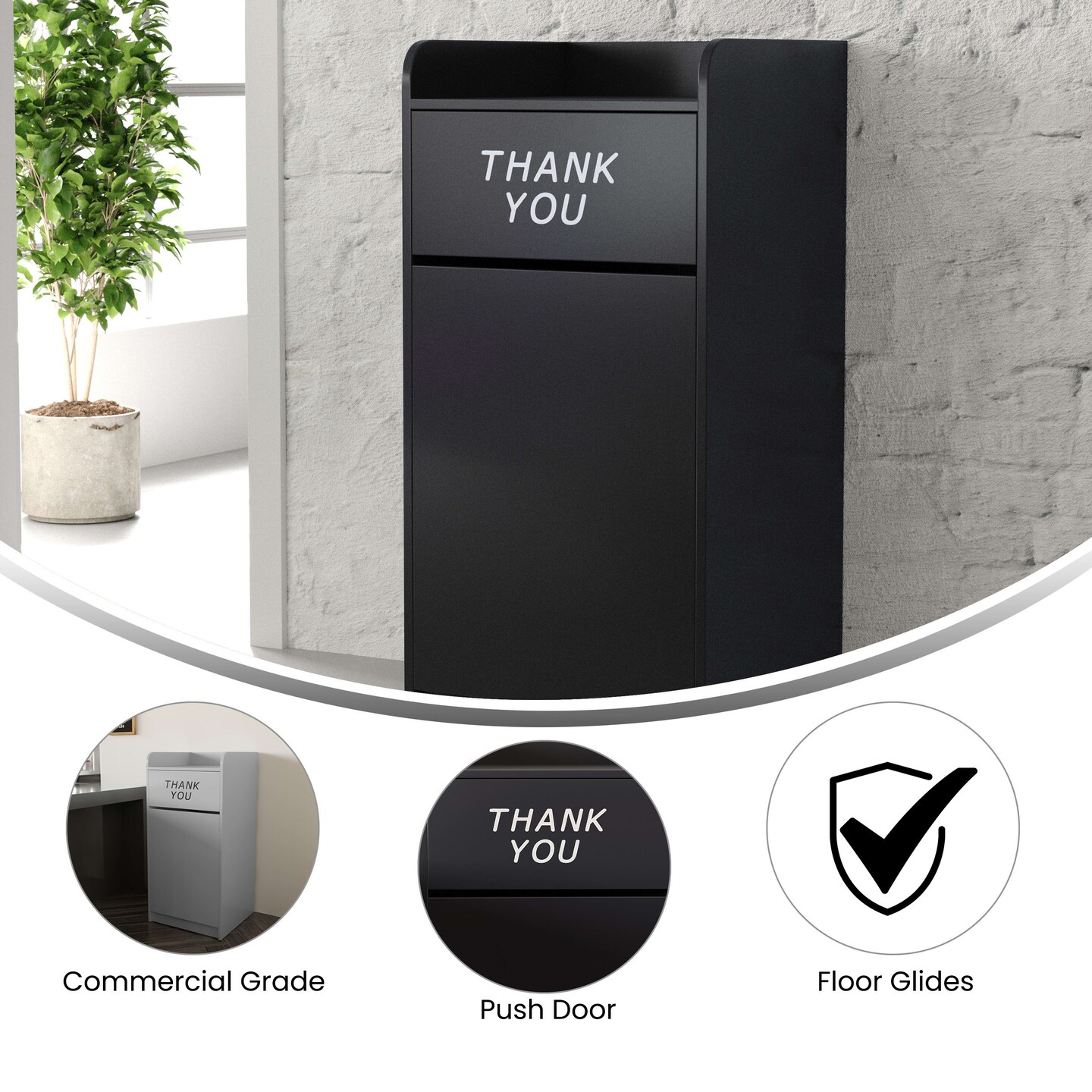 Emma and Oliver Wood Tray Top "Thank You" Restaurant Food Court Receptacle