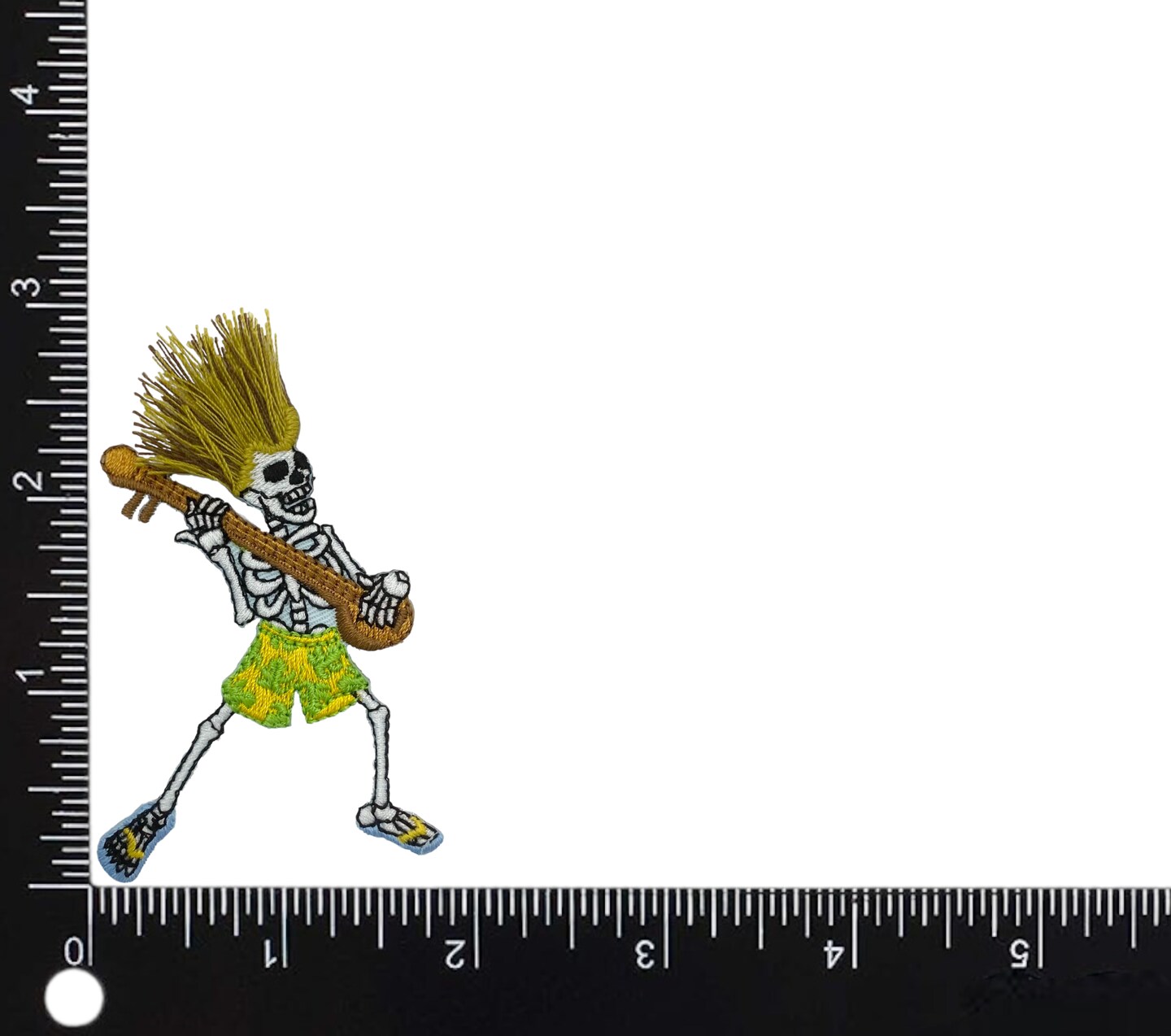 Skeleton with Banjo Guitar, Folk Band, Rockabilly, Embroidered, Iron on Patch