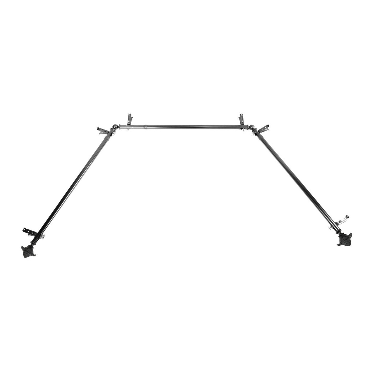Hermosa Home Decorative Floret 13 by 16&#x22; Dia Bay Window Curtain Rod 20&#x22;-36&#x22;, 38&#x22;-72&#x22; - Black