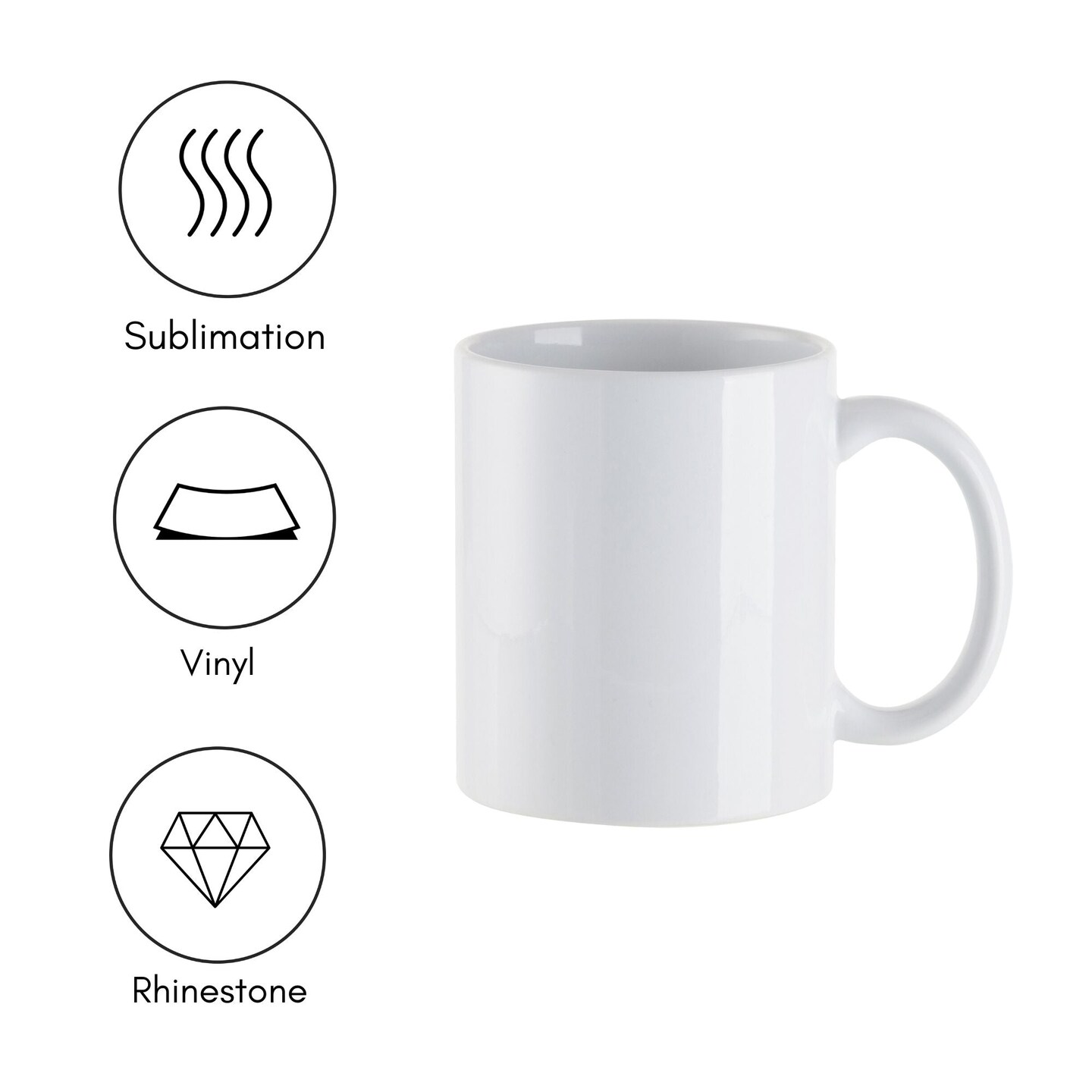 11oz White Ceramic Sublimation Mugs - 6 Pack