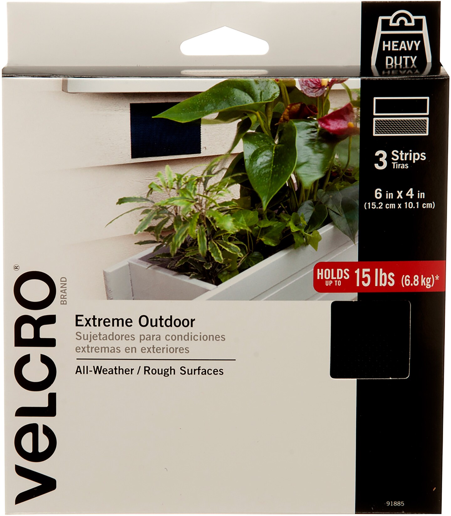 VELCRO(R) Brand Extreme Outdoor Strips 4&#x22;X6&#x22; 3/Pkg-Black