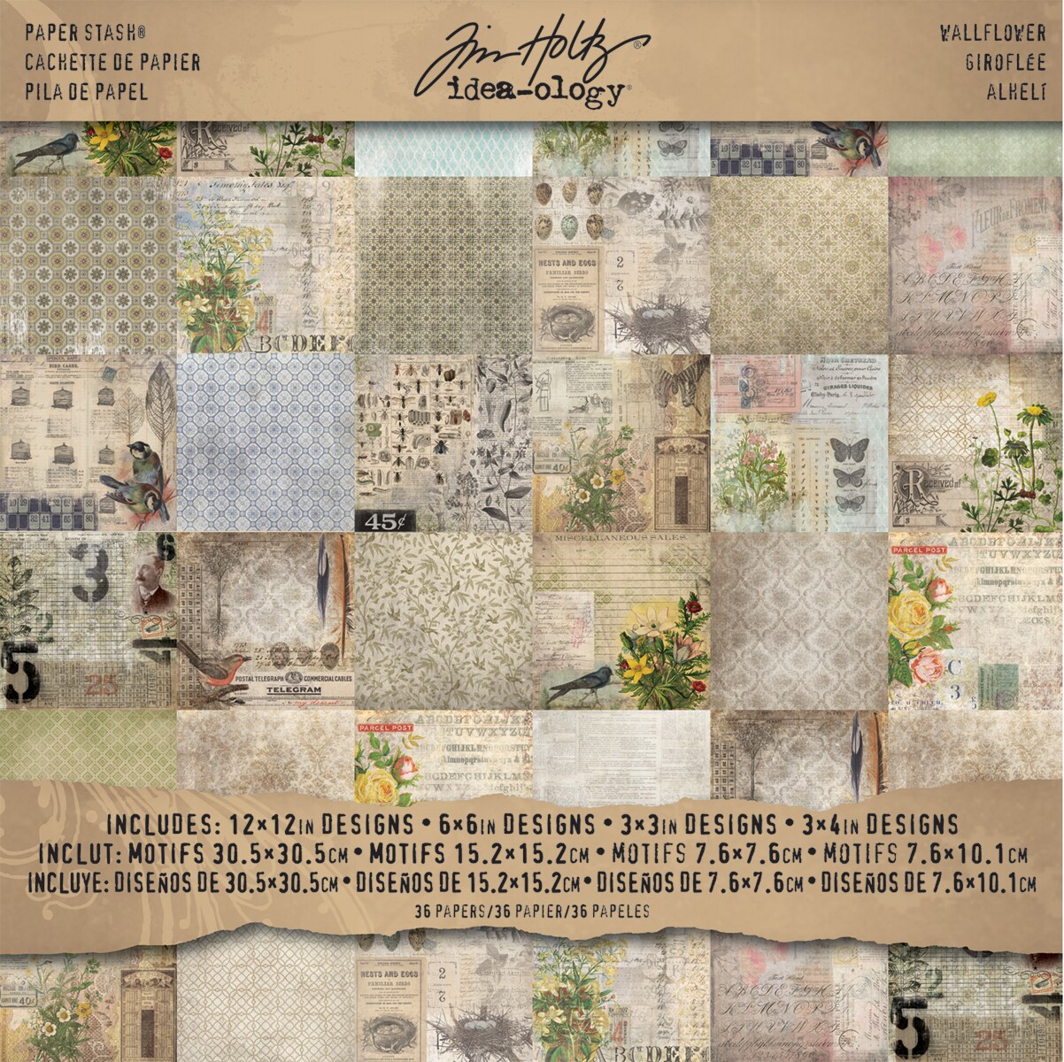 Idea-Ology Paper Stash Double-Sided Paper Pad 12&#x22;X12&#x22; 36/Pkg-Wallflower