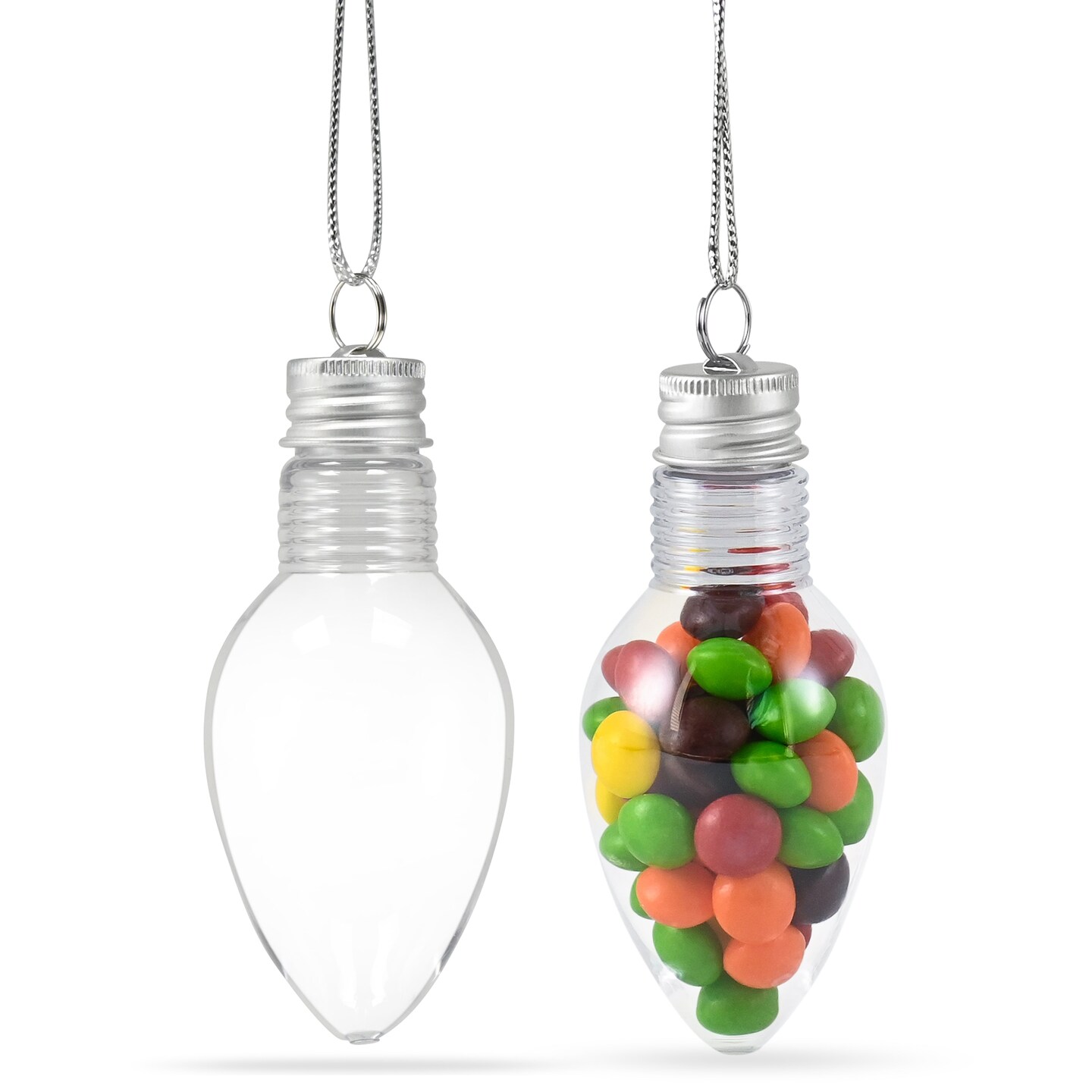 RN&#x27;D Toys Clear Fillable Ornaments - Shatterproof Transparent Plastic Craft Ornament Bulb Decorations for DIY Christmas Light Bulb Ornament Set - Pack of 24
