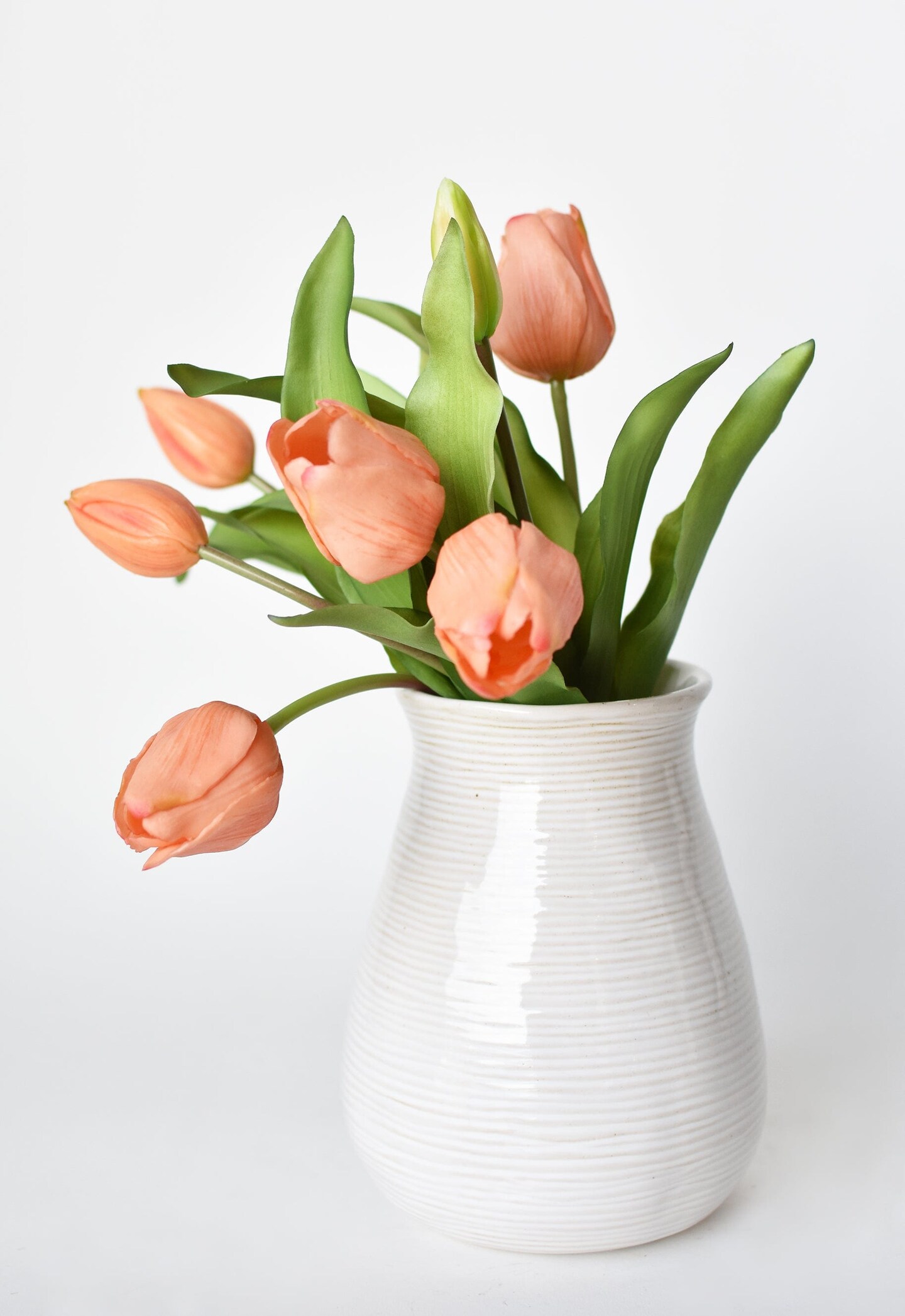 11.75&#x22; Faux Real Touch Orange Sorbet Tulip Stem Bundle