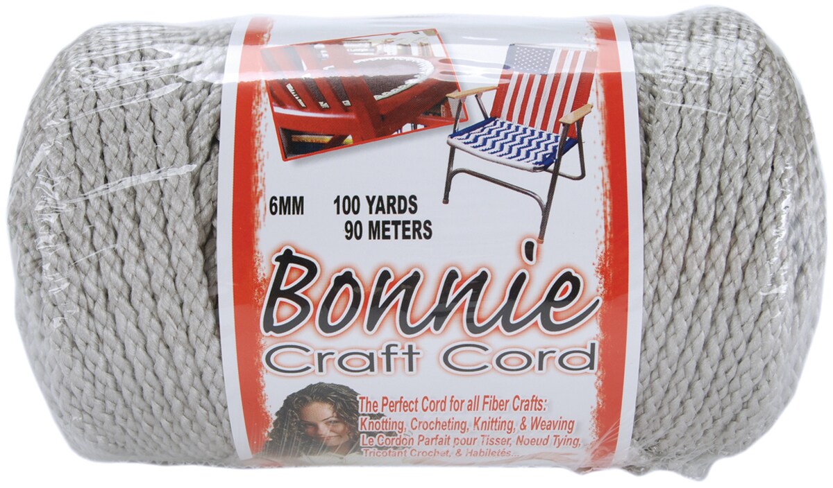 Pepperell Bonnie Macrame Craft Cord 6Mmx100yd-Shadow Gray