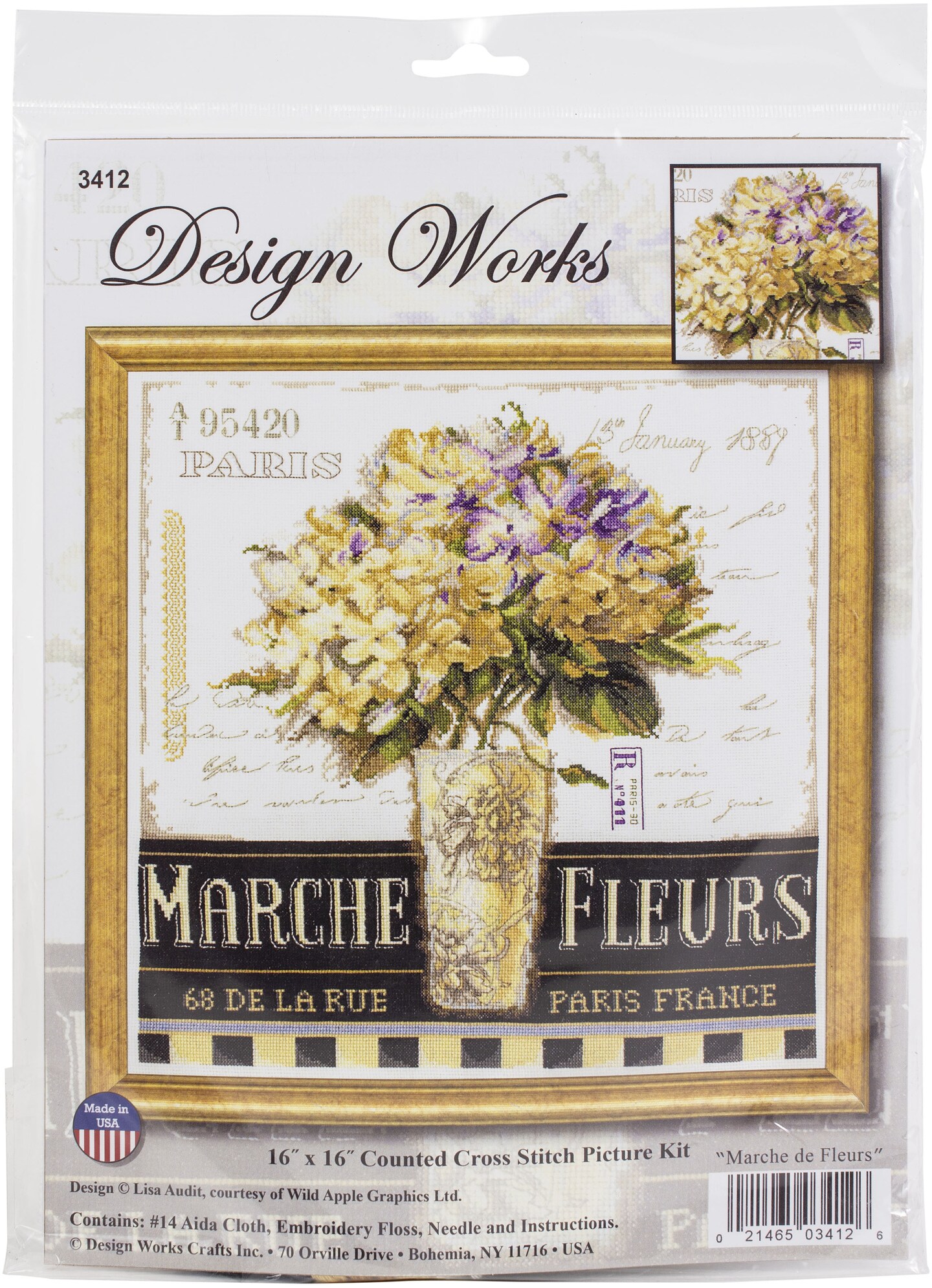 Design Works Kreuzstich-Set „Sunflower“ – 4 Runde Motive – 14 Count Aida – Fertig 10,2 Cm