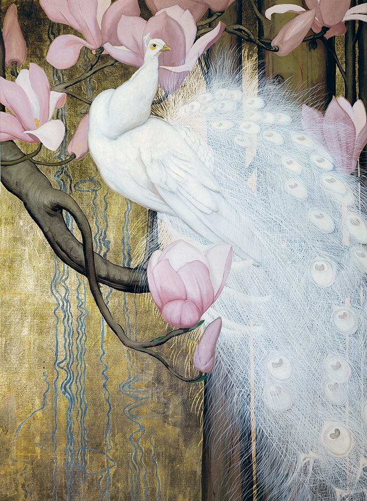 Peacock with Magnolia Poster Print by Jessie Botke - Item # VARPDXCC2014