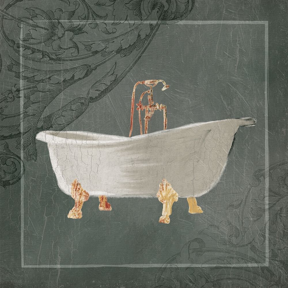 Victorian Muted Green Bathtub Poster Print by Milli Villa # MVSQ585B