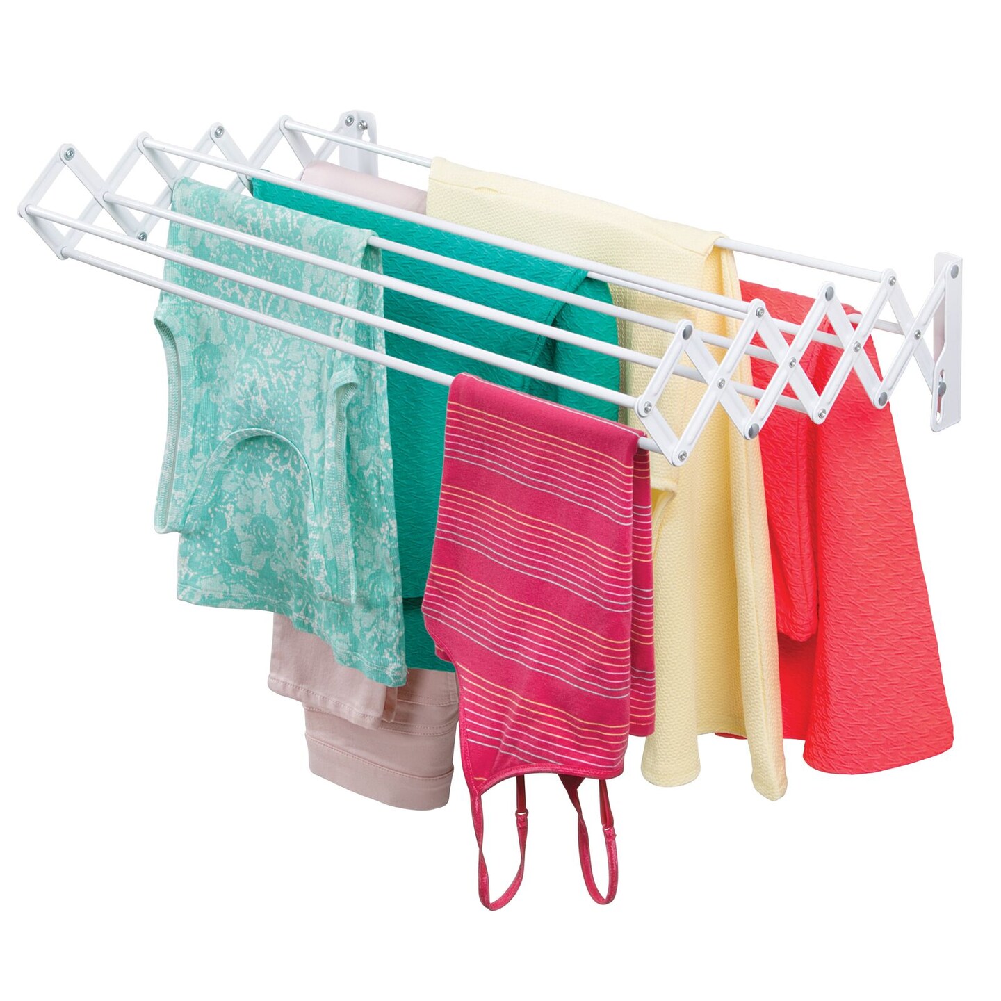 mDesign Expandable Wall Mount Laundry Drying Rack Clothing Storage
