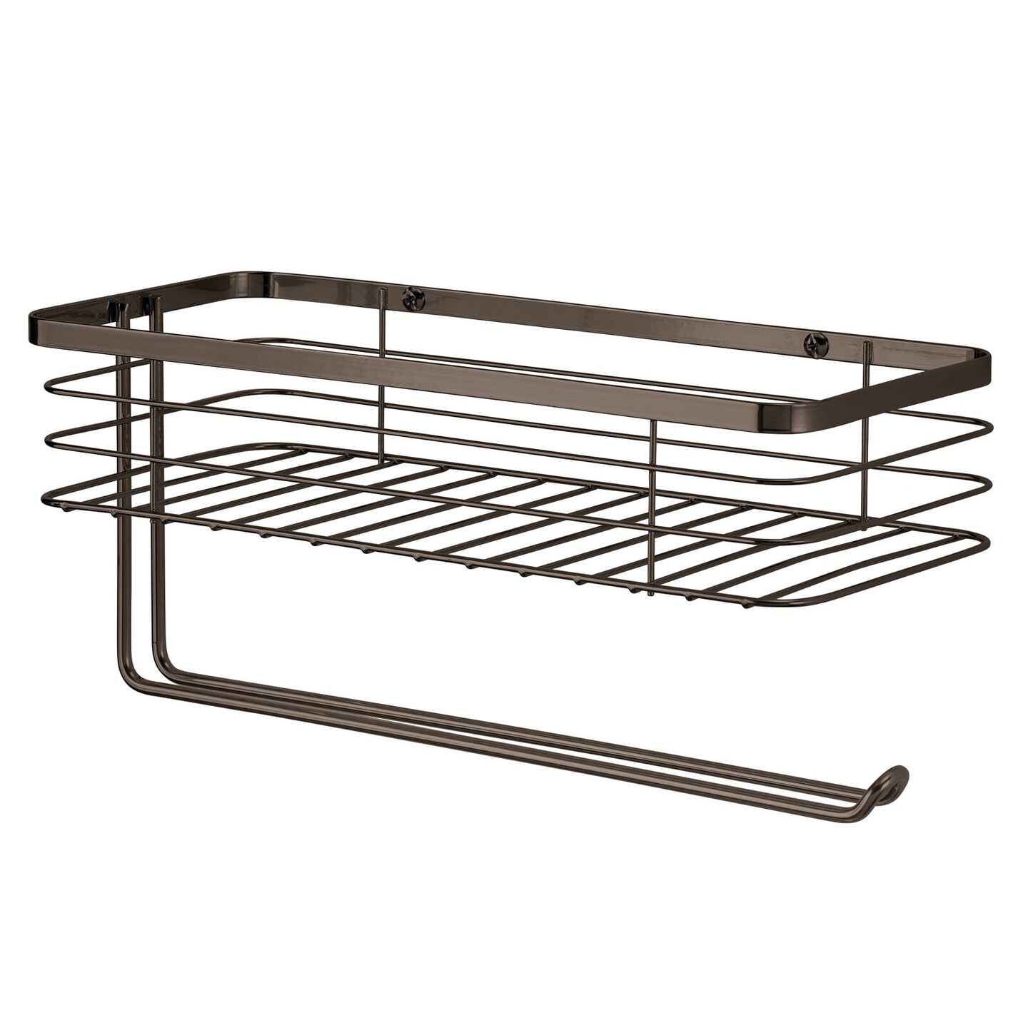 mDesign Steel Horizontal Wall Mounted Paper Towel Holder with Basket