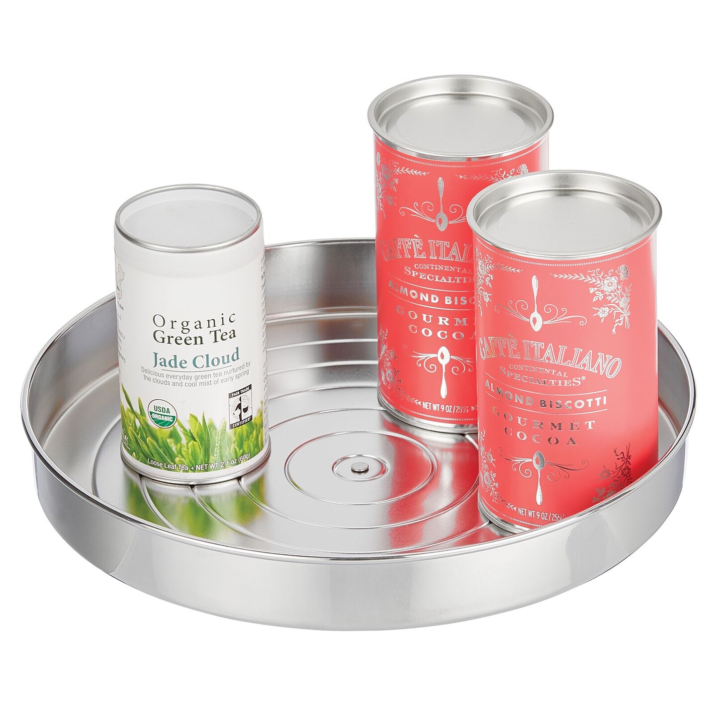mDesign Lazy Susan Metal Turntable 12" Spinner, Kitchen Organization