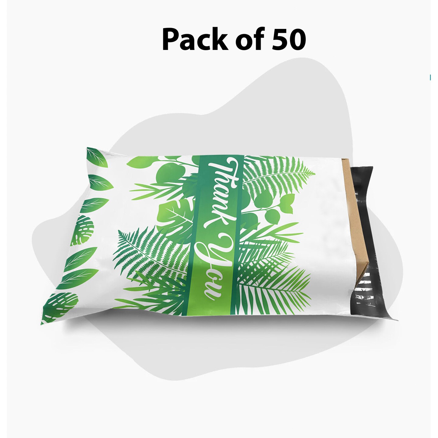 Tropical Palm Leaves Banana Leaf Mailer Bag | 10 x 13 Size Thank You Tropical Palm Leaves Banana Leaf White Poly Bag Mailer Envelopes 2 Mil | MINA&#xAE;