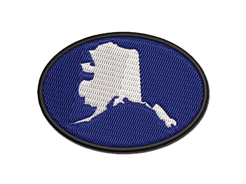 Alaska State Silhouette Multi-Color Embroidered Iron-On or Hook &#x26; Loop Patch Applique