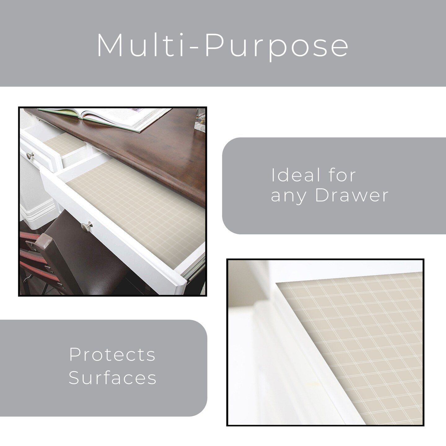 Smart Design Bonded Grip Shelf Liner - 12 inch x 10 feet - Beige