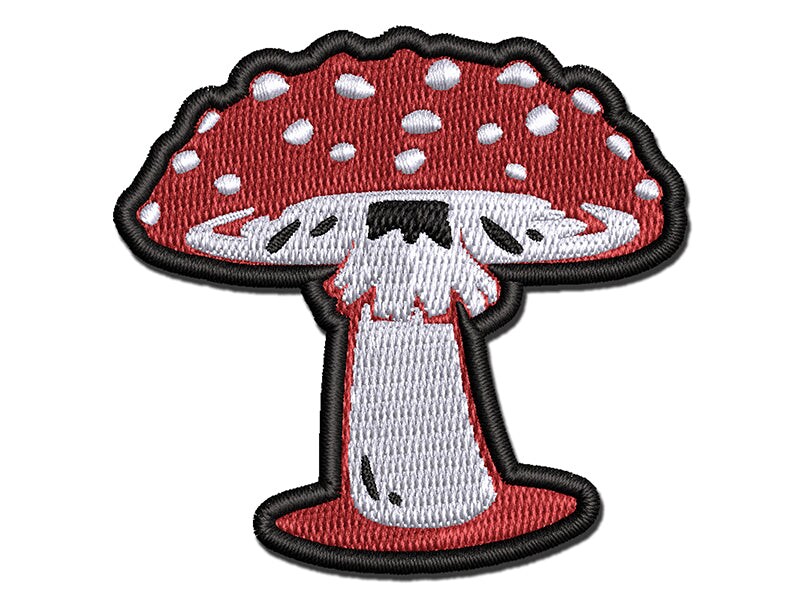 Poisonous Mushroom Whimsical Toadstool Multi-Color Embroidered Iron-On or Hook &#x26; Loop Patch Applique
