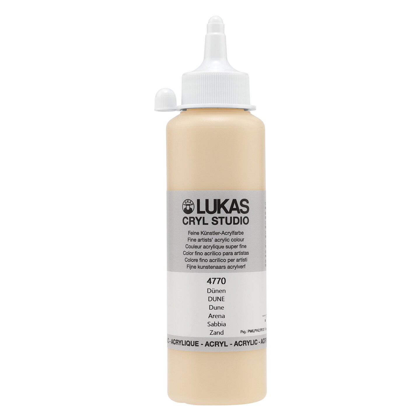 Lukas CRYL Studio Artist Acrylic Paint, Dune, 250 ml Bottle - High Pigment Acrylic Paints for Canvas Painting, Large Scale Works - Medium-Viscosity, Water-Mixable, Fast Drying