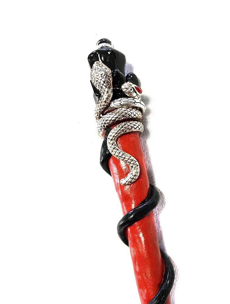 Handcrafted Black Obsidian with Snake Charm Cosplay Witch Wizard