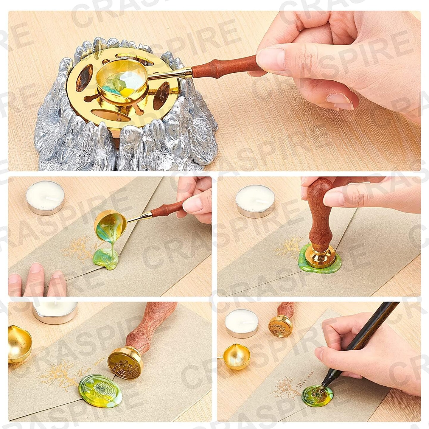 Letter S Wax Seal Stamp Initial Alphabet Vintage Sealing Stamp Olive Leaves Medieval Traditional Classic 25mm Removable Brass Head with Wooden Handle for Wedding Invitations Cards Envelopes