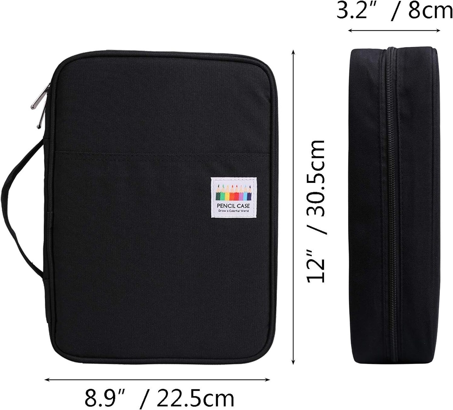 220 Slots Colored Pencil Case Large Capacity Pen Holder for Artist Painter Zipper Organizer Bag for Marker Highlighter Storage Case for Office Sketch Travel Supplies (Black)