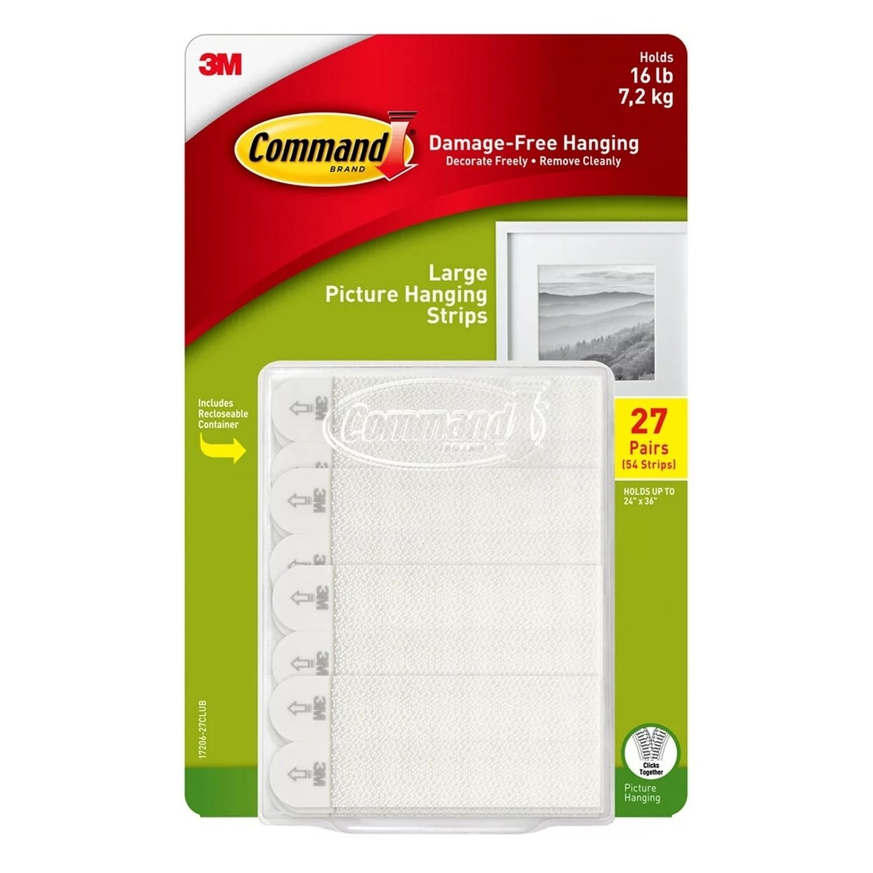 Command Large Picture Hanging Strips White (27 Pairs/Pack)