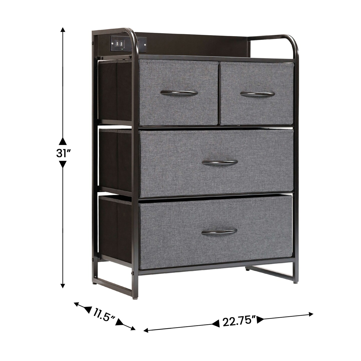 Emma and Oliver Hermes Nightstand with 4 Fabric Drawers