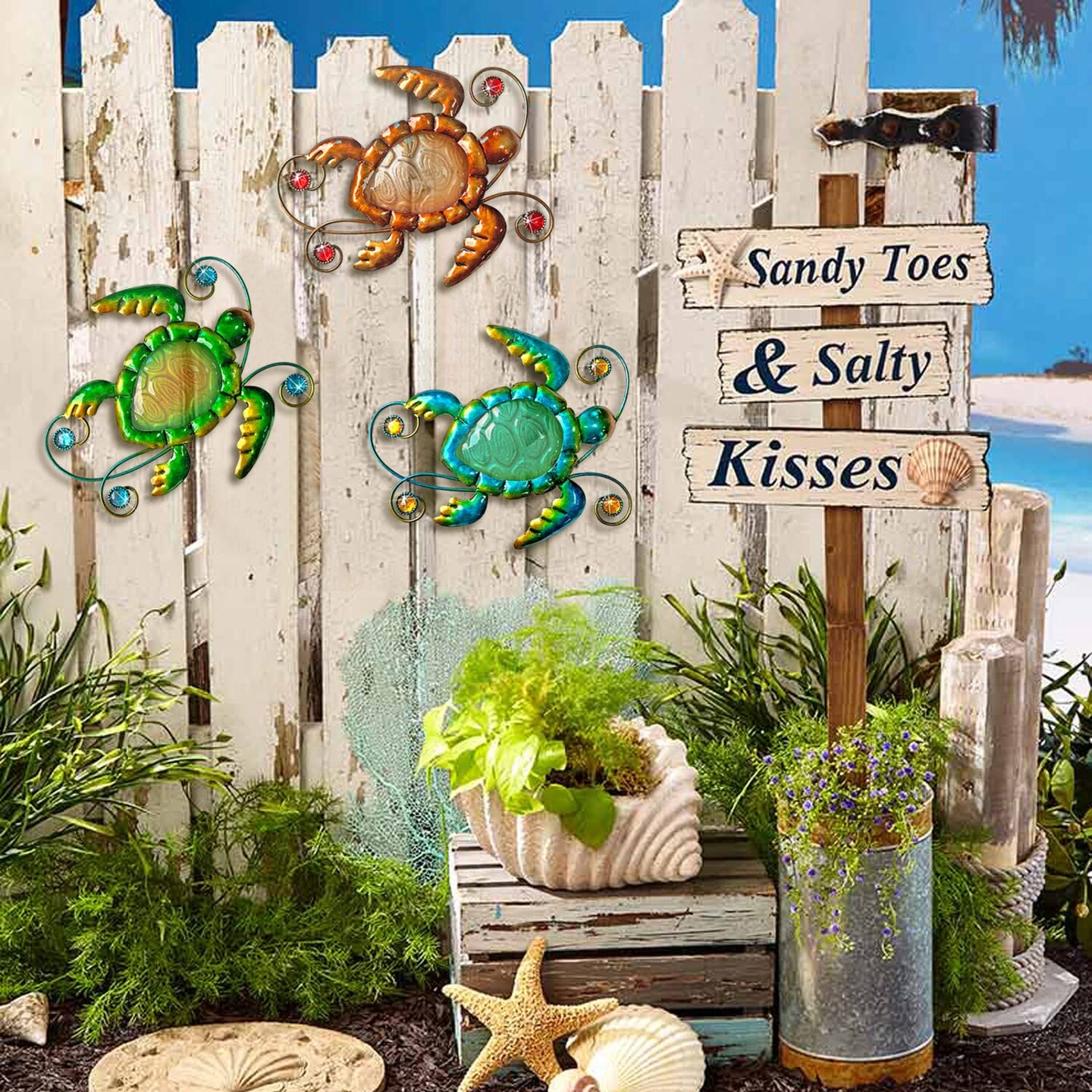 Metal Sea Turtle Beach Wall Decor Beach Themed Bathroom Decor Sea Turtle Wall Decor Ocean Theme Marine Coastal Decor Rustic Cottage Decor for Bathroom Holiday Decorations Set of 3